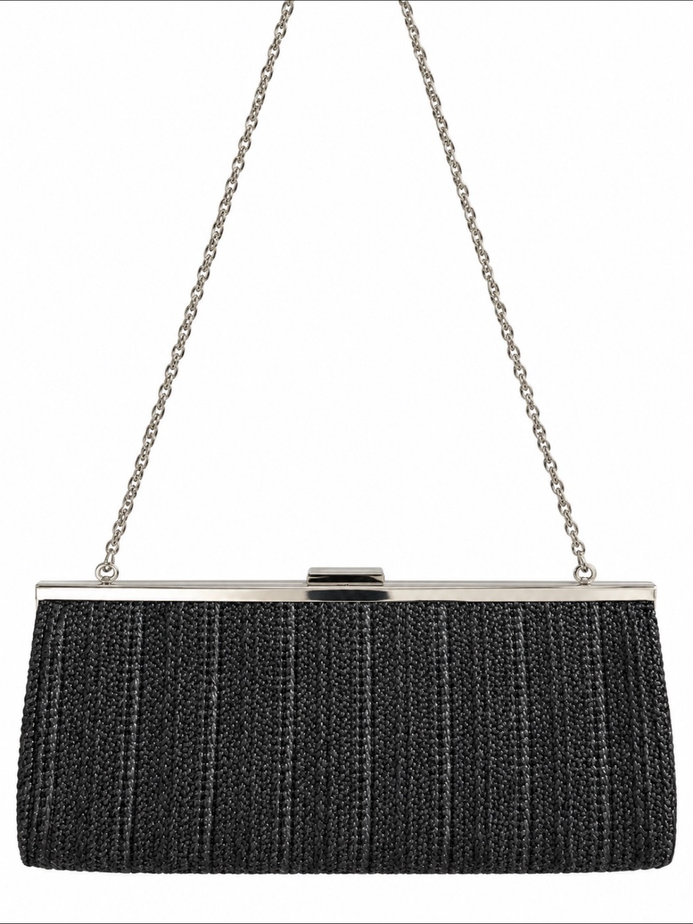 Evening Chain-Handle Clutch Bag in Black